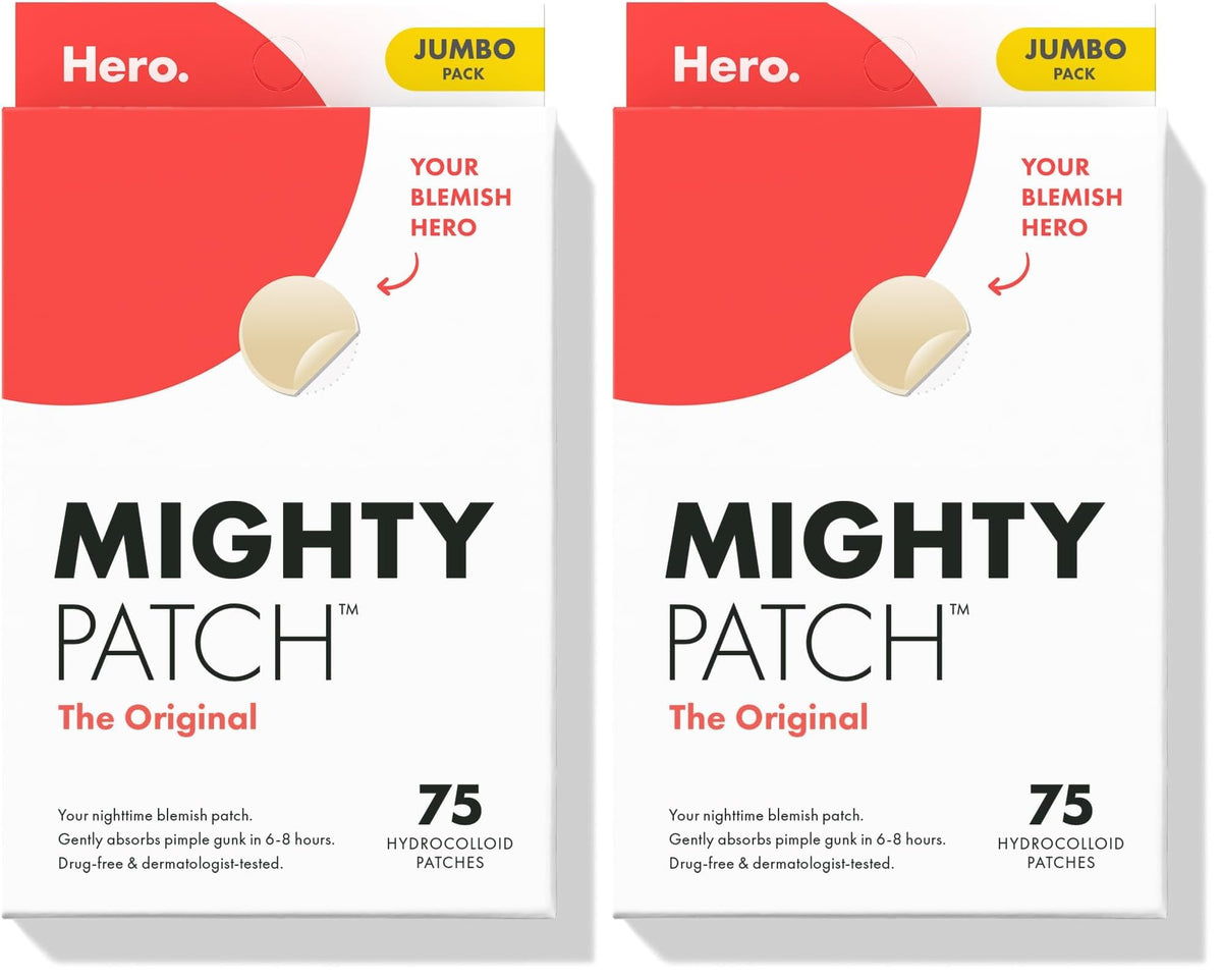 Mighty Patch Hero Cosmetics Original Nighttime Acne Pimple Patches, 36 Ct | #1 Hydrocolloid Acne Patches, Shrinking Zits & Whiteheads in 1 Use, Spot Treatment, Pimple Stickers for Face
