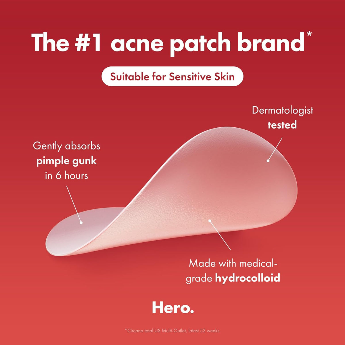 Mighty Patch Hero Cosmetics Original Nighttime Acne Pimple Patches, 36 Ct | #1 Hydrocolloid Acne Patches, Shrinking Zits & Whiteheads in 1 Use, Spot Treatment, Pimple Stickers for Face