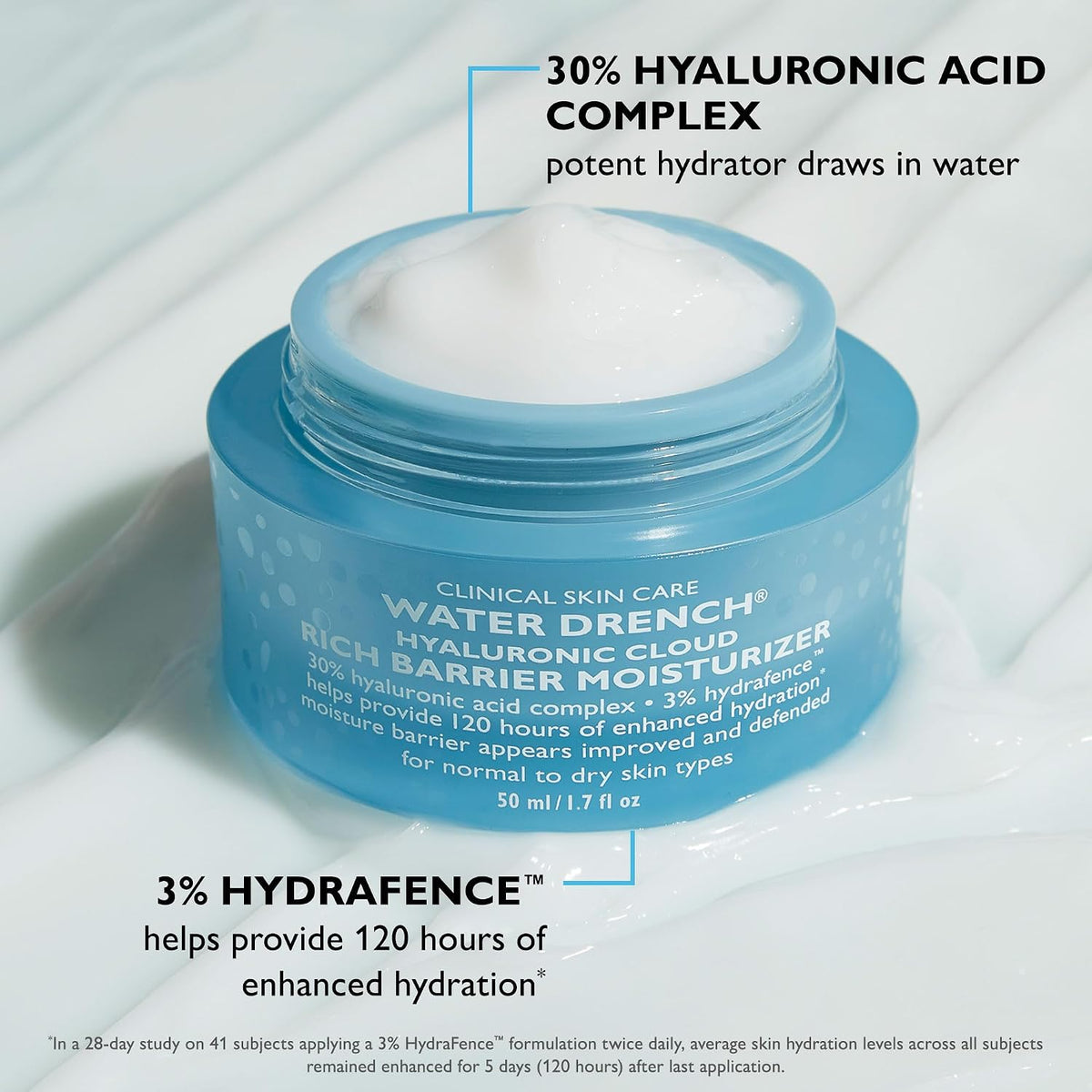 Peter Thomas Roth | Water Drench® Hyaluronic Cloud Rich Barrier Moisturizer | Hyaluronic Acid Barrier Cream For Dry Skin, Fragrance-Free