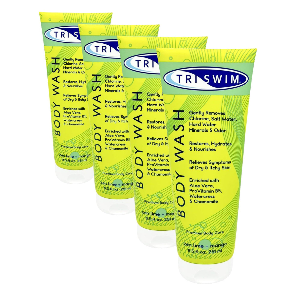 TRISWIM Chlorine Removal Body Wash 32oz | Summer Post-Swim Body Wash for Swimmers | Value Size | Removes Chlorine, Bromine, Hard Water & Saltwater | Hydrates & Restores Skin | Zen Lime + Mango Scent