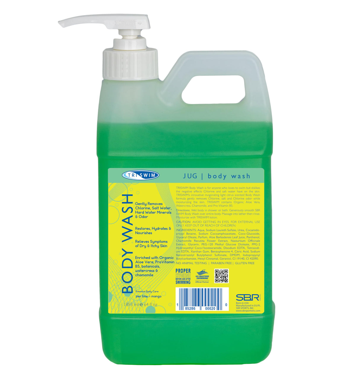 TRISWIM Chlorine Removal Body Wash 32oz | Summer Post-Swim Body Wash for Swimmers | Value Size | Removes Chlorine, Bromine, Hard Water & Saltwater | Hydrates & Restores Skin | Zen Lime + Mango Scent